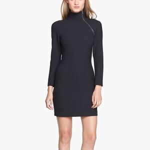 Theory Danella High Neck Black Scuba Sheath Dress Sz 6